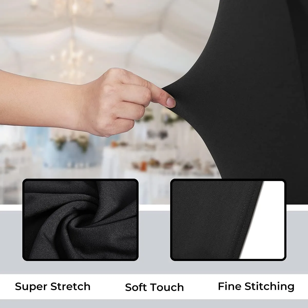 Babenest Spandex Folding Chair Covers - 30PCS Upgraded Universal Stretch Washable Fitted Chair Slipcovers Protector for Wedding, Holidays, Banquet, Party, Celebration (Black)