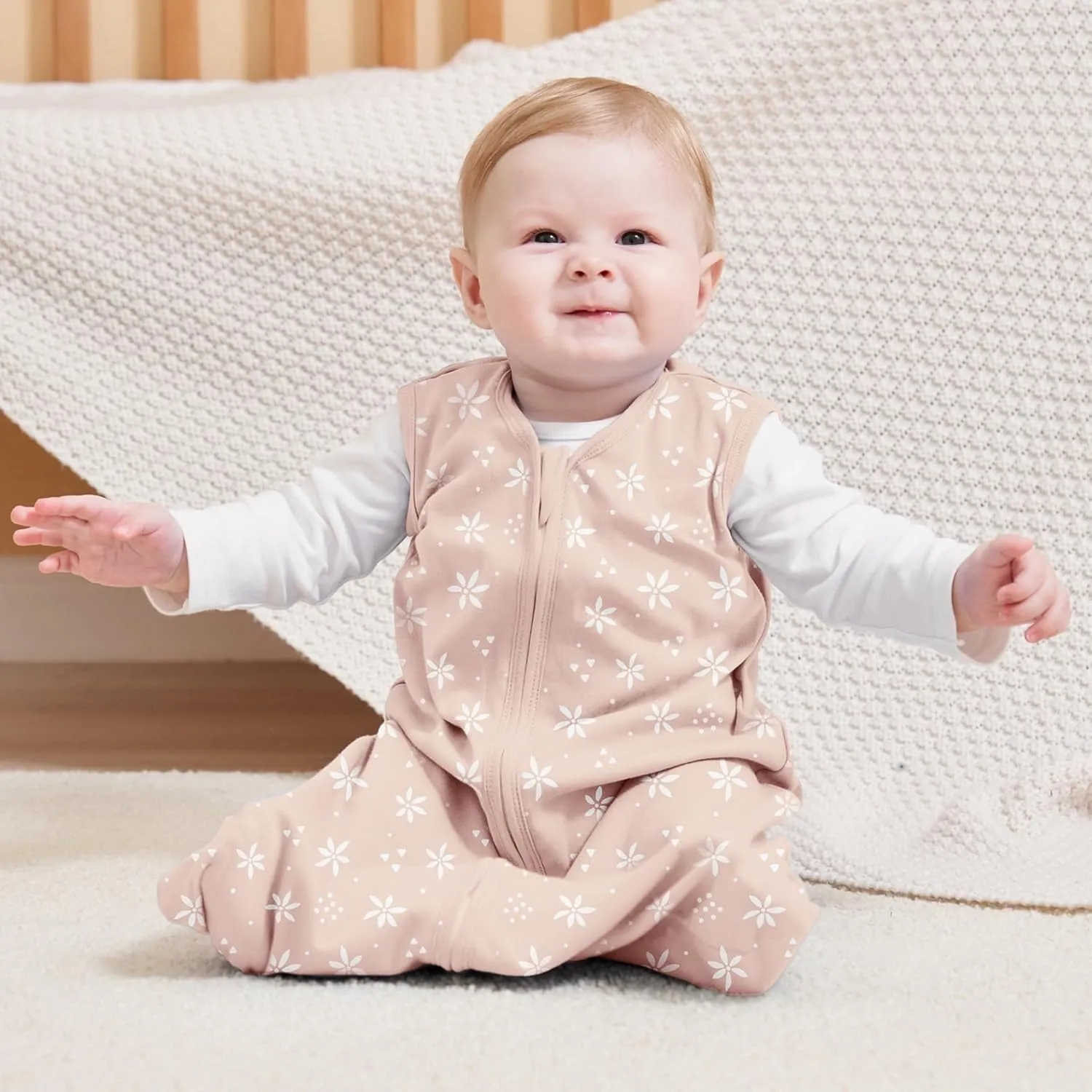 Baby Sleep Sack 18-24 Months, 100% Cotton Sleeping Sack for Newborn and Infant, 3 Pack Baby Wearable Blanket, 0.5 Tog Lightweight Double Zipper Sleep Bag Pink