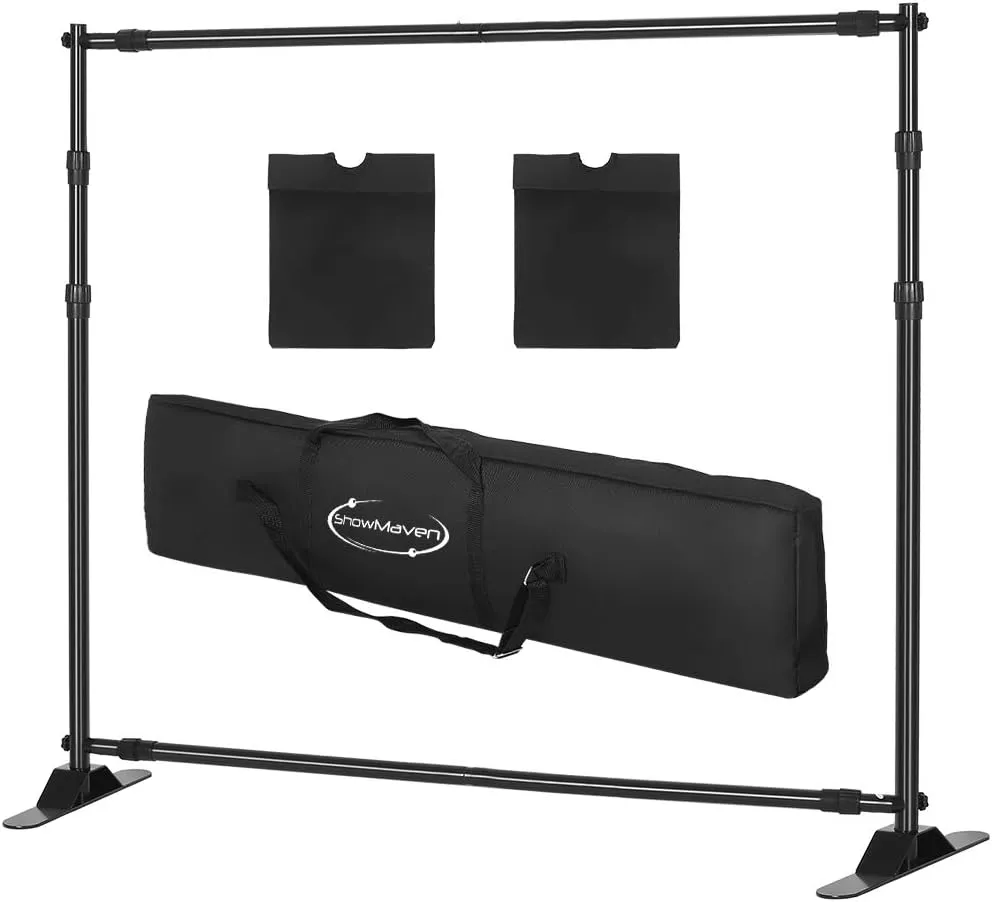 Backdrop Stand, Heavy Duty Banner Stand Adjustable Trade Show Display Stand Step and Repeat Stand for Parties and Photography (10 x 8ft)