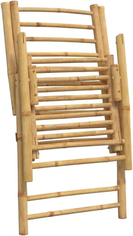 Backyard Chairs Beach Chair Outdoor Chairs Kitchen Chairs - 6 Piece Folding Patio Reclining Chairs with Cream White Cushions Bamboo for Beaches Outside Terrace Park
