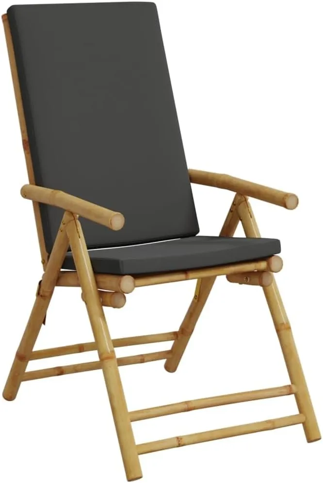 Backyard Chairs Beach Chair Outdoor Chairs Kitchen Chairs - Folding Patio Reclining Chairs 2 pcs with Cushions Bamboo for Beaches Outside Terrace Park