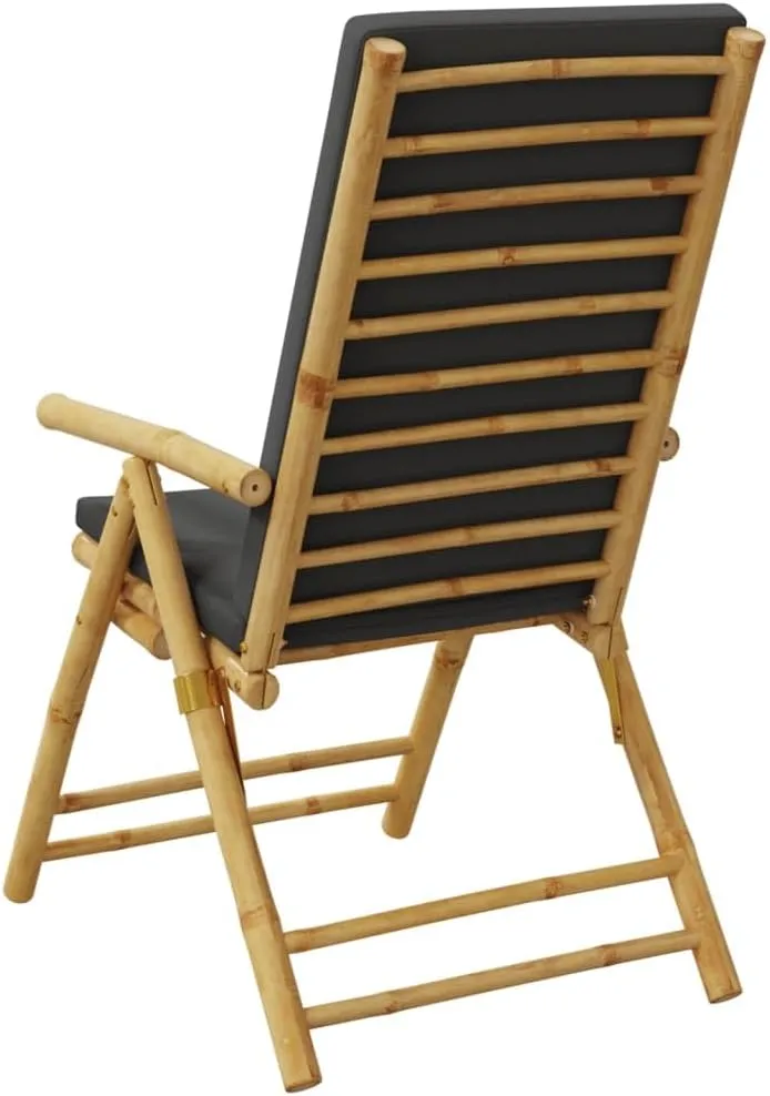Backyard Chairs Beach Chair Outdoor Chairs Kitchen Chairs - Folding Patio Reclining Chairs 2 pcs with Cushions Bamboo for Beaches Outside Terrace Park