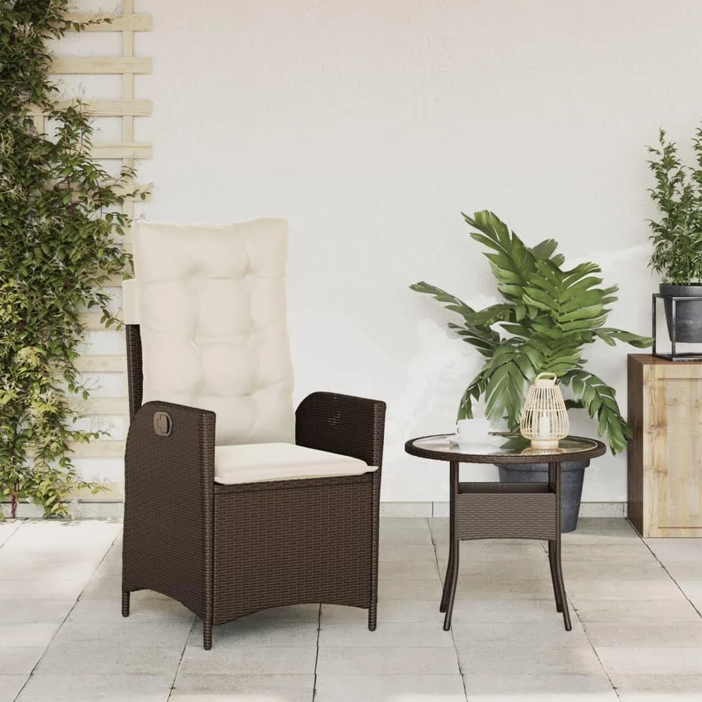 Backyard Chairs Camping Chair Outdoor Chairs Lounge Chair - Reclining Patio Chair with Cushions Brown Poly Rattan for Park Beaches Outside Terrace