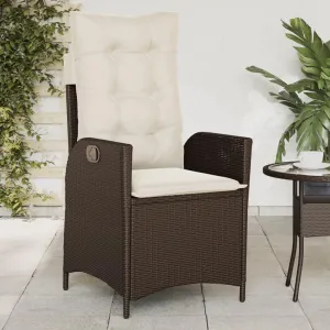 Backyard Chairs Camping Chair Outdoor Chairs Lounge Chair - Reclining Patio Chair with Cushions Brown Poly Rattan for Park Beaches Outside Terrace