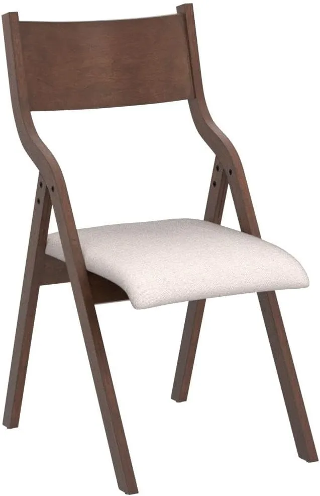 Ball & Cast Modern Folding Chairs Upholstered Kitchen Dining Chair Seating Set of 2, Walnut