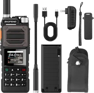 BAOFENG UV-25 10W Tri-Power Handheld Ham Radio GPS, UHF VHF MW FM Air NOAA Multi-Band Receiver, 5200mAh Battery, Tactical Gooseneck Antenna, 999CH, Long Range Two Way Radio