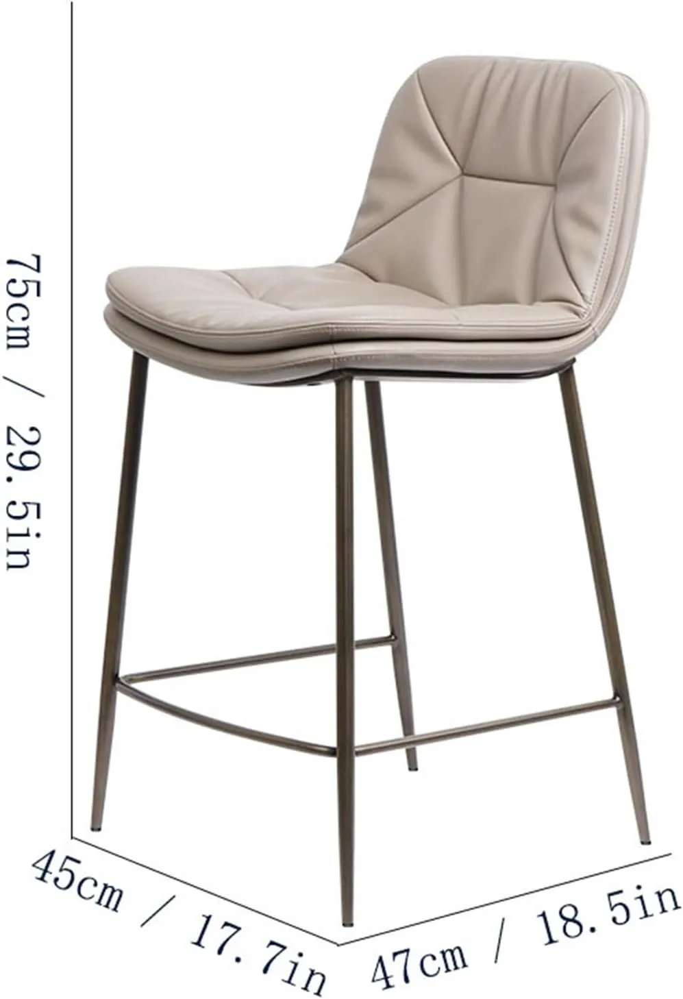 Bar Chairs Bar Chair Modern Minimalist Metal High Stool Home Double Cushion Back Chair Home Restaurant Kitchen Bar Table Chair Bar Stools with Back(C)