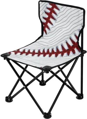 Baseball Texture Portable Outdoor Folding Chair Anti-Slip Padded Oxford Cloth Stool Camping Chair Small for Beach Hiking Fishing Gardening Quad Camp Chair
