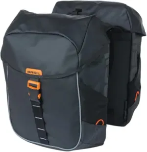 Basil Miles Double Bicycle Bag 34 Litres PVC Black/Orange