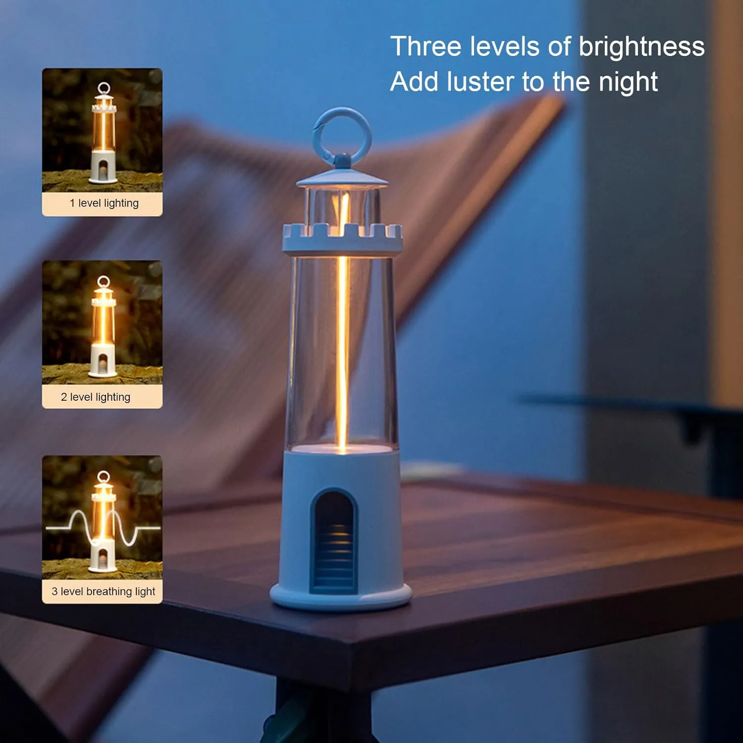 Battery Powered LED Camping Lantern, 2200K Soft Warm Lighting Lighthouse Light with Magnetic Base, Camping Essentials, Portable Flashlight for Camping, Hiking, Power Outages