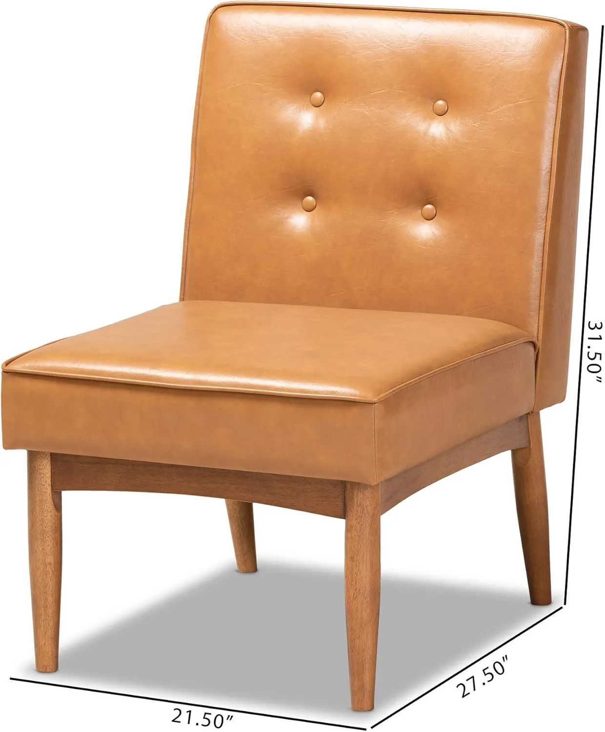 Baxton Studio Arvid Mid-Century Modern Tan Faux Leather Upholstered and Walnut Brown Finished Wood Dining Chair