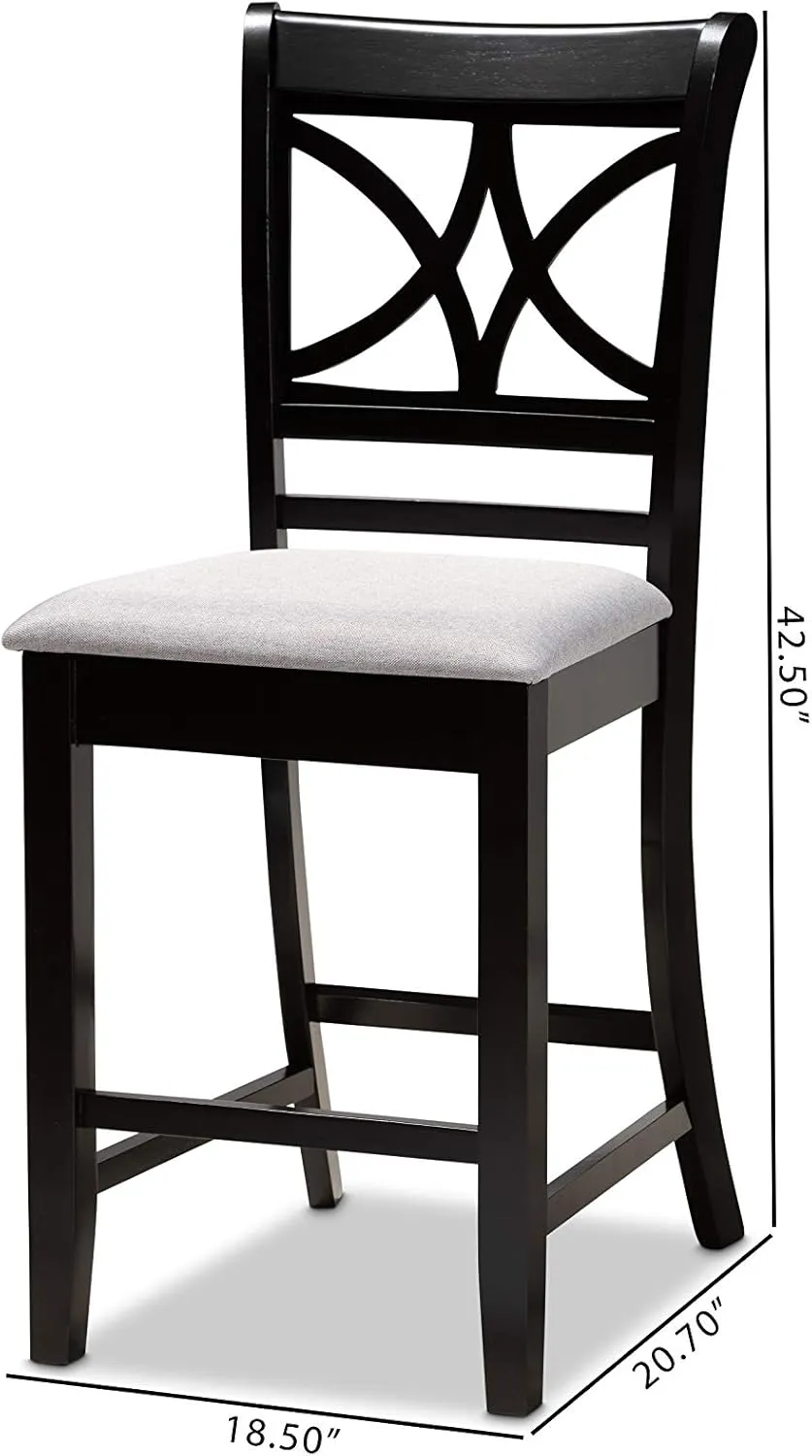 Baxton Studio Chandler Modern and Contemporary Grey Fabric Upholstered and Espresso Brown Finished Wood 2-Piece Counter Height Pub Chair Set