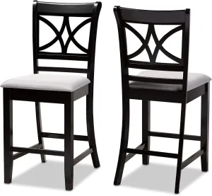 Baxton Studio Chandler Modern and Contemporary Grey Fabric Upholstered and Espresso Brown Finished Wood 2-Piece Counter Height Pub Chair Set