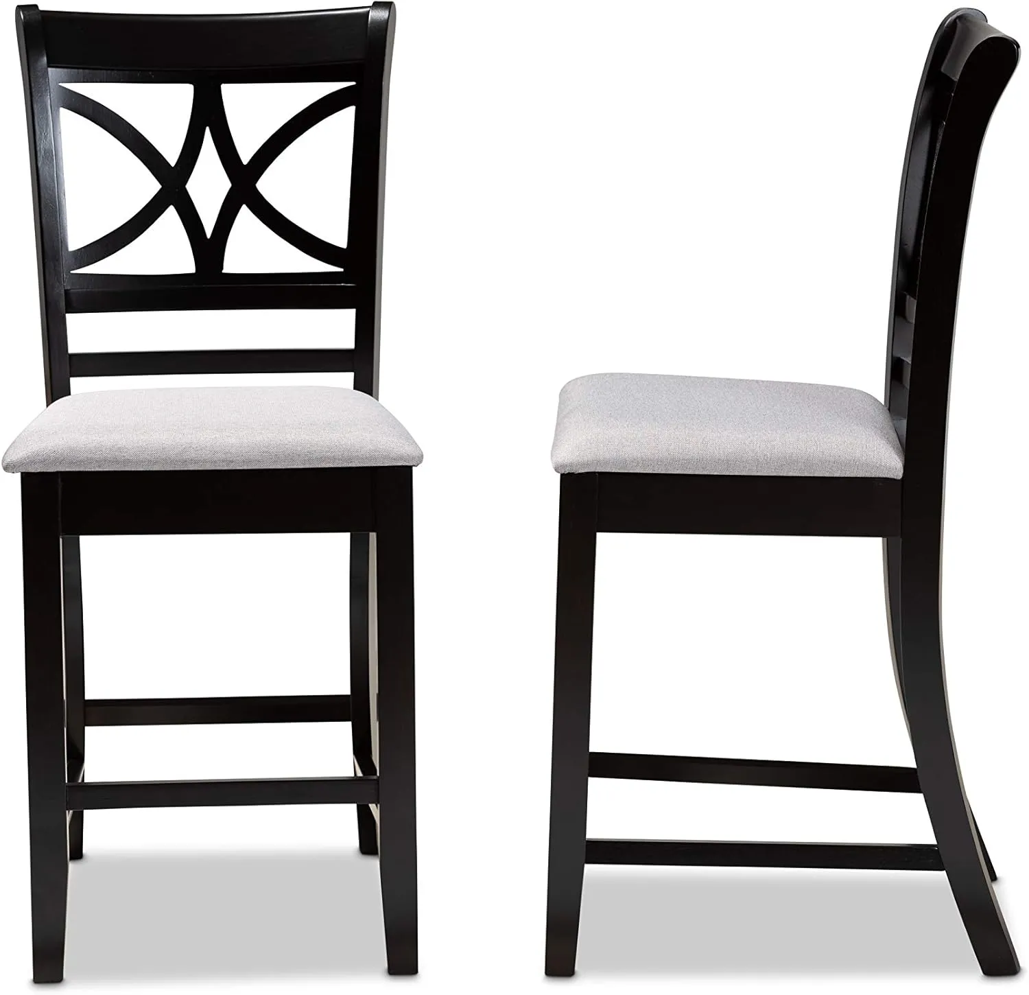 Baxton Studio Chandler Modern and Contemporary Grey Fabric Upholstered and Espresso Brown Finished Wood 2-Piece Counter Height Pub Chair Set