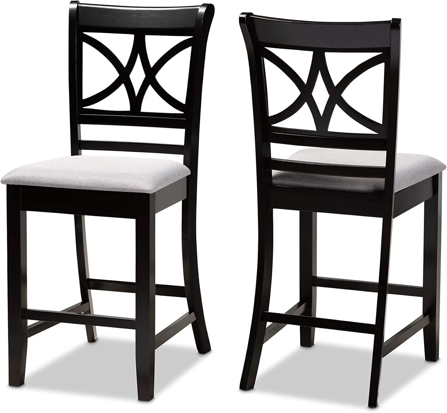 Baxton Studio Chandler Modern and Contemporary Grey Fabric Upholstered and Espresso Brown Finished Wood 2-Piece Counter Height Pub Chair Set