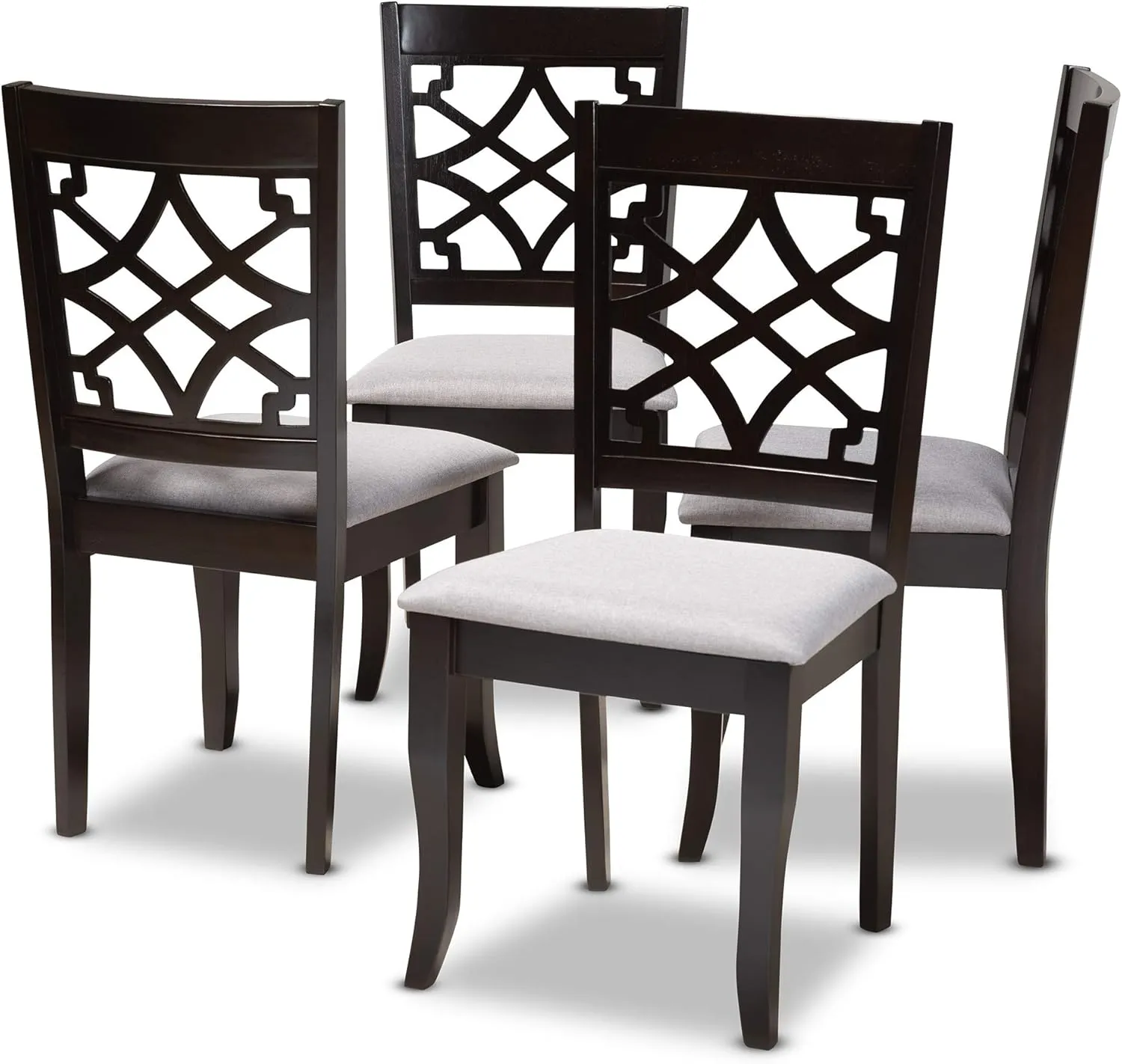 Baxton Studio Mael Dining Chair and Dining Chair Grey Fabric Upholstered Espresso Brown Finished Wood Dining Chair