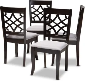 Baxton Studio Mael Dining Chair and Dining Chair Grey Fabric Upholstered Espresso Brown Finished Wood Dining Chair