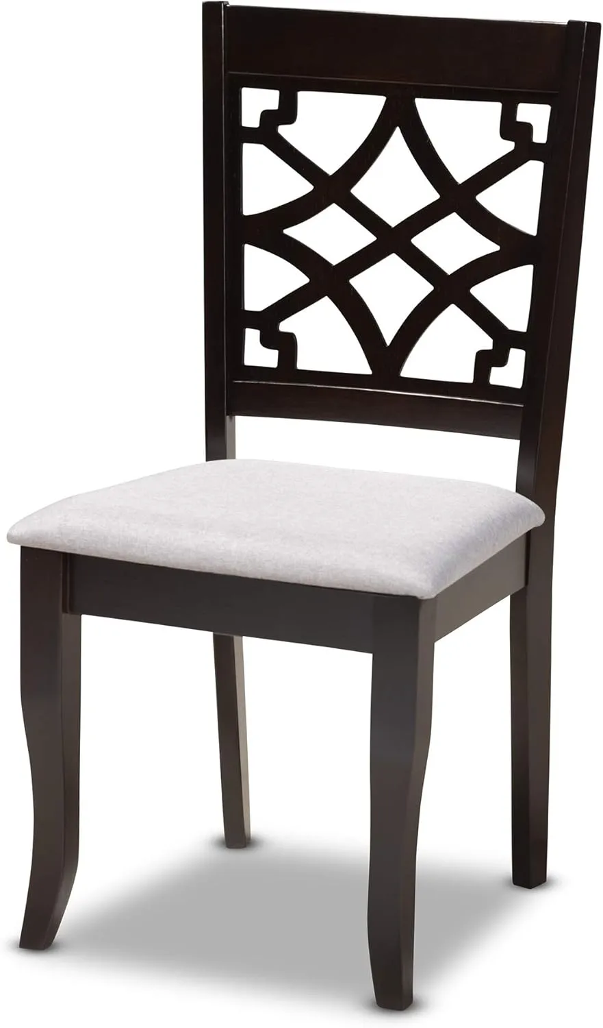 Baxton Studio Mael Dining Chair and Dining Chair Grey Fabric Upholstered Espresso Brown Finished Wood Dining Chair