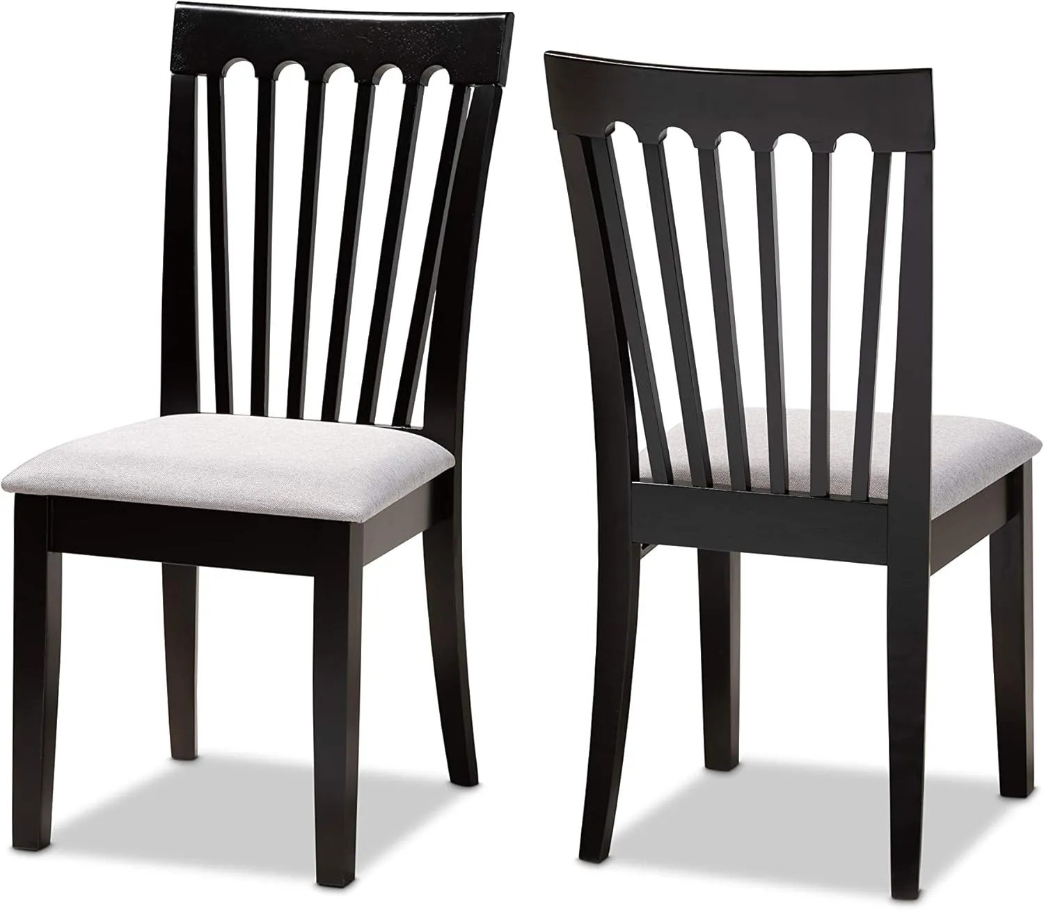 Baxton Studio Minette 2-Piece Dining Chair Set - Gray Fabric Upholstered With Espresso Brown Finished Wood