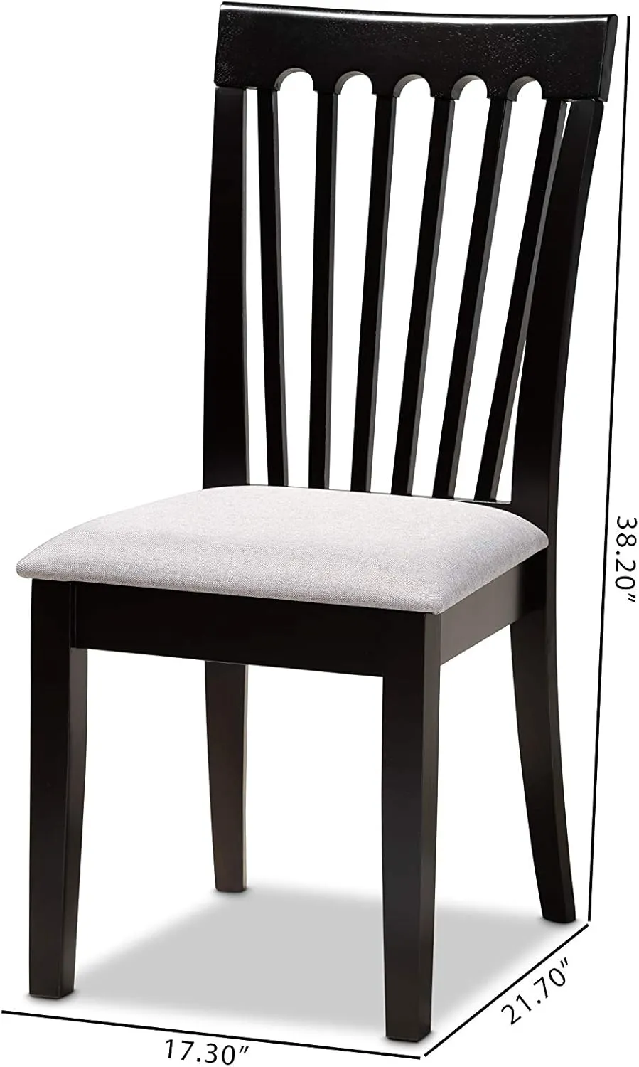 Baxton Studio Minette 2-Piece Dining Chair Set - Gray Fabric Upholstered With Espresso Brown Finished Wood