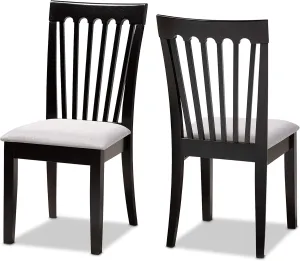 Baxton Studio Minette 2-Piece Dining Chair Set - Gray Fabric Upholstered With Espresso Brown Finished Wood