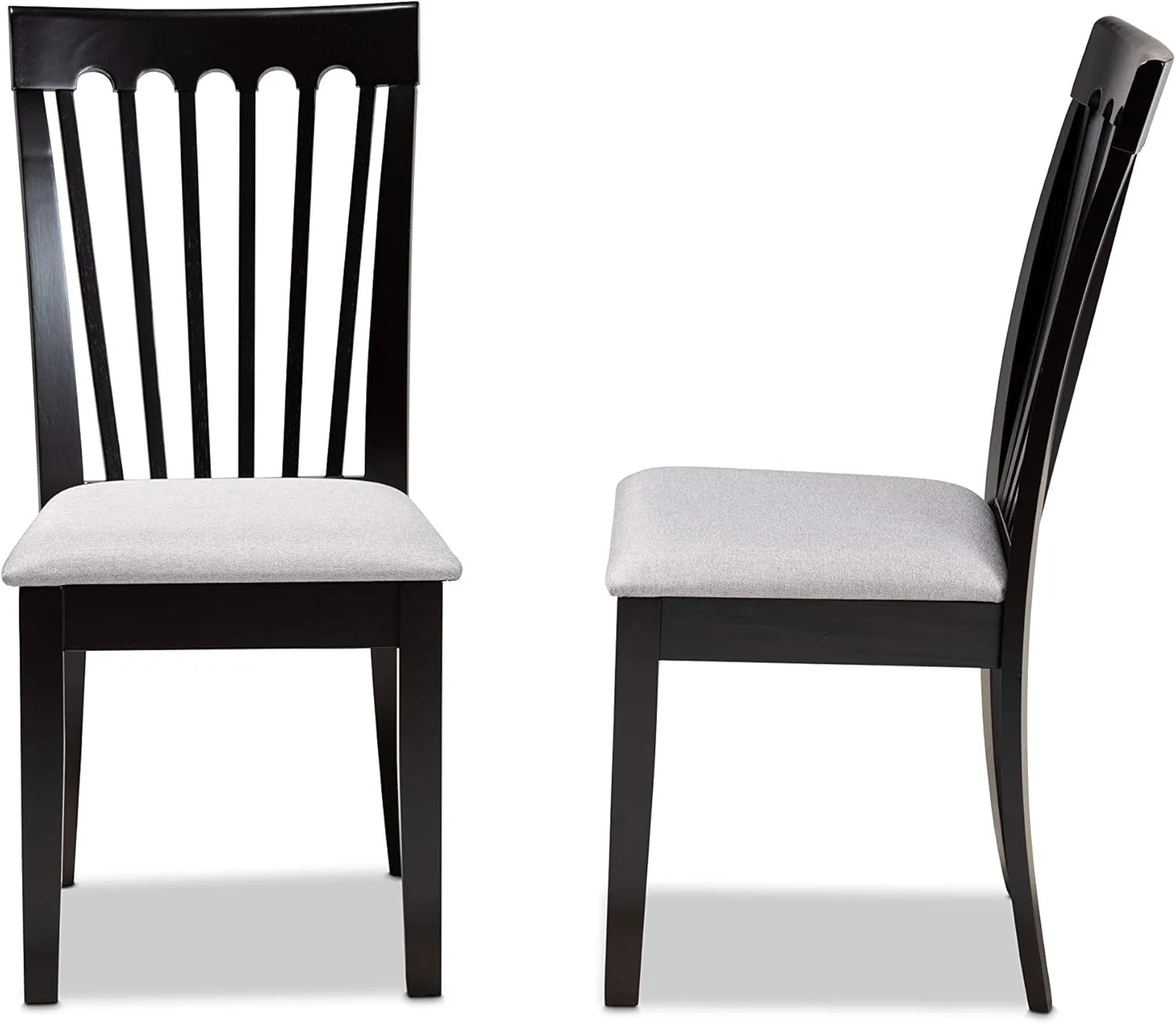 Baxton Studio Minette 2-Piece Dining Chair Set - Gray Fabric Upholstered With Espresso Brown Finished Wood