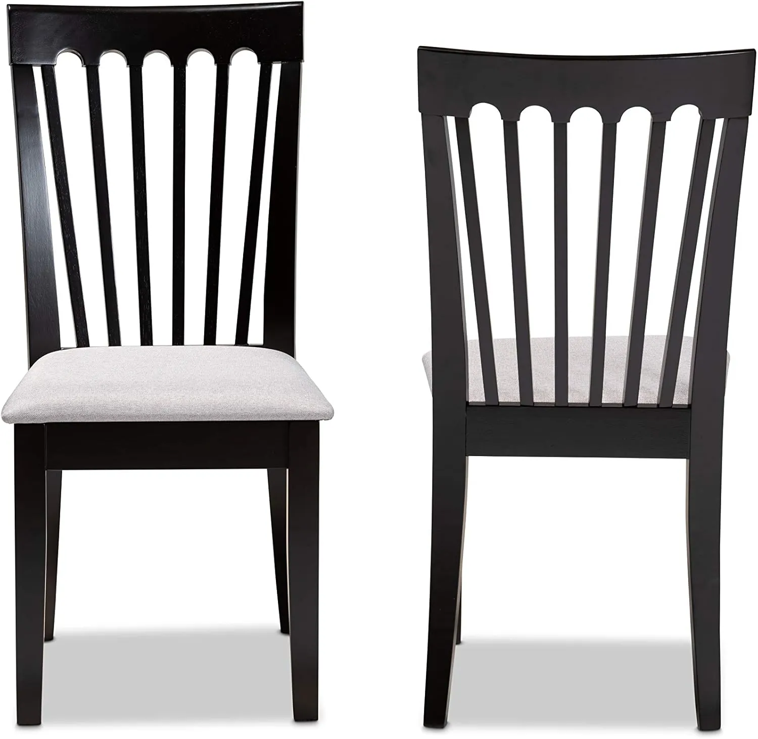 Baxton Studio Minette 2-Piece Dining Chair Set - Gray Fabric Upholstered With Espresso Brown Finished Wood