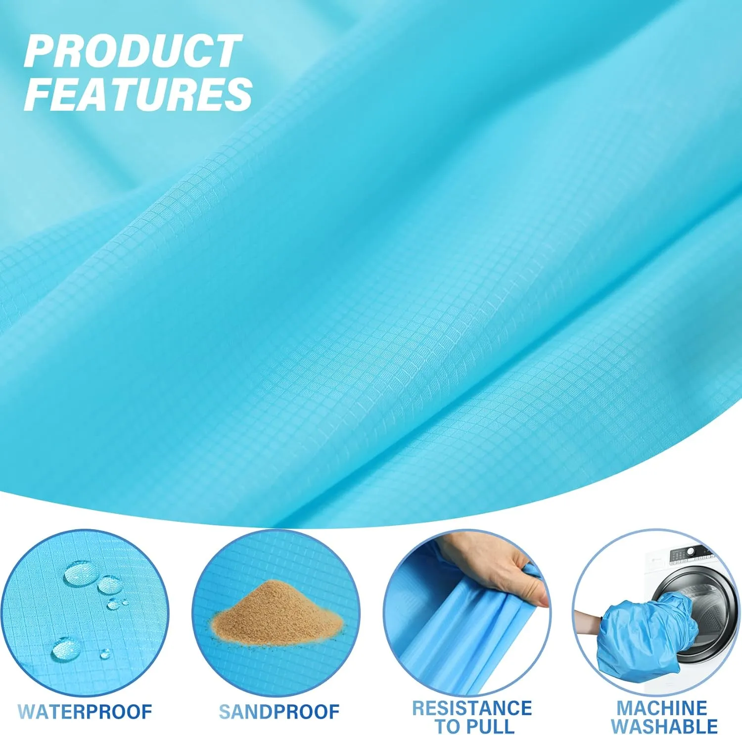 Beach Blanket Oversized Extra Large 10'X 9',Waterproof Sandproof Beach Blanket 2-8 Adults Lightweight Durable for Travel Camping Hiking Picnic (10'X 9', Blue2)