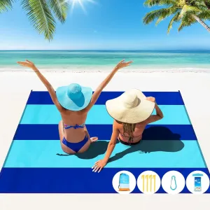 Beach Blanket Oversized Extra Large 10'X 9',Waterproof Sandproof Beach Blanket 2-8 Adults Lightweight Durable for Travel Camping Hiking Picnic (10'X 9', Blue2)