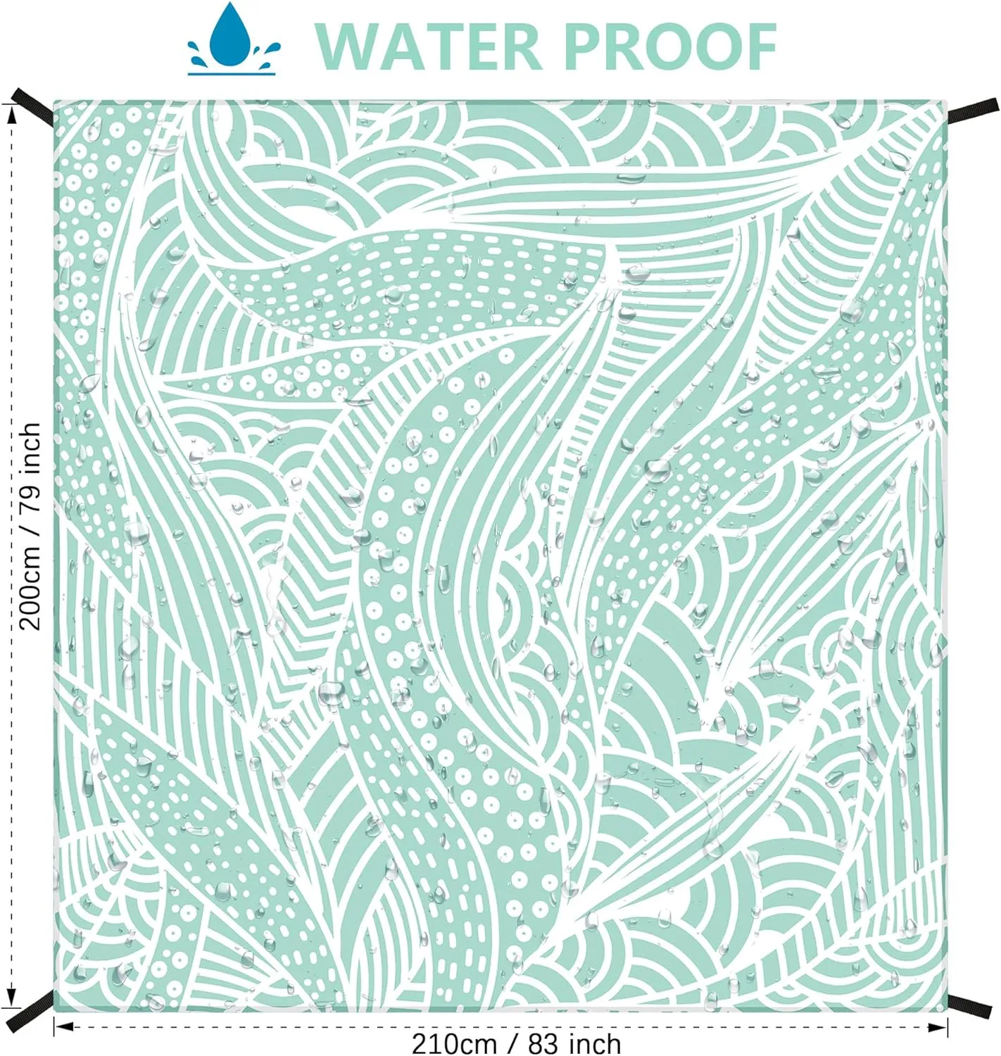 Beach Blanket Sandproof Extra Large Beach Mat Adults Waterproof Quick Drying Sand Free Mat Made by Premium Polyester with 4 Stakes & 4 Corner Pockets for Outdoor Travel Camping Hiking