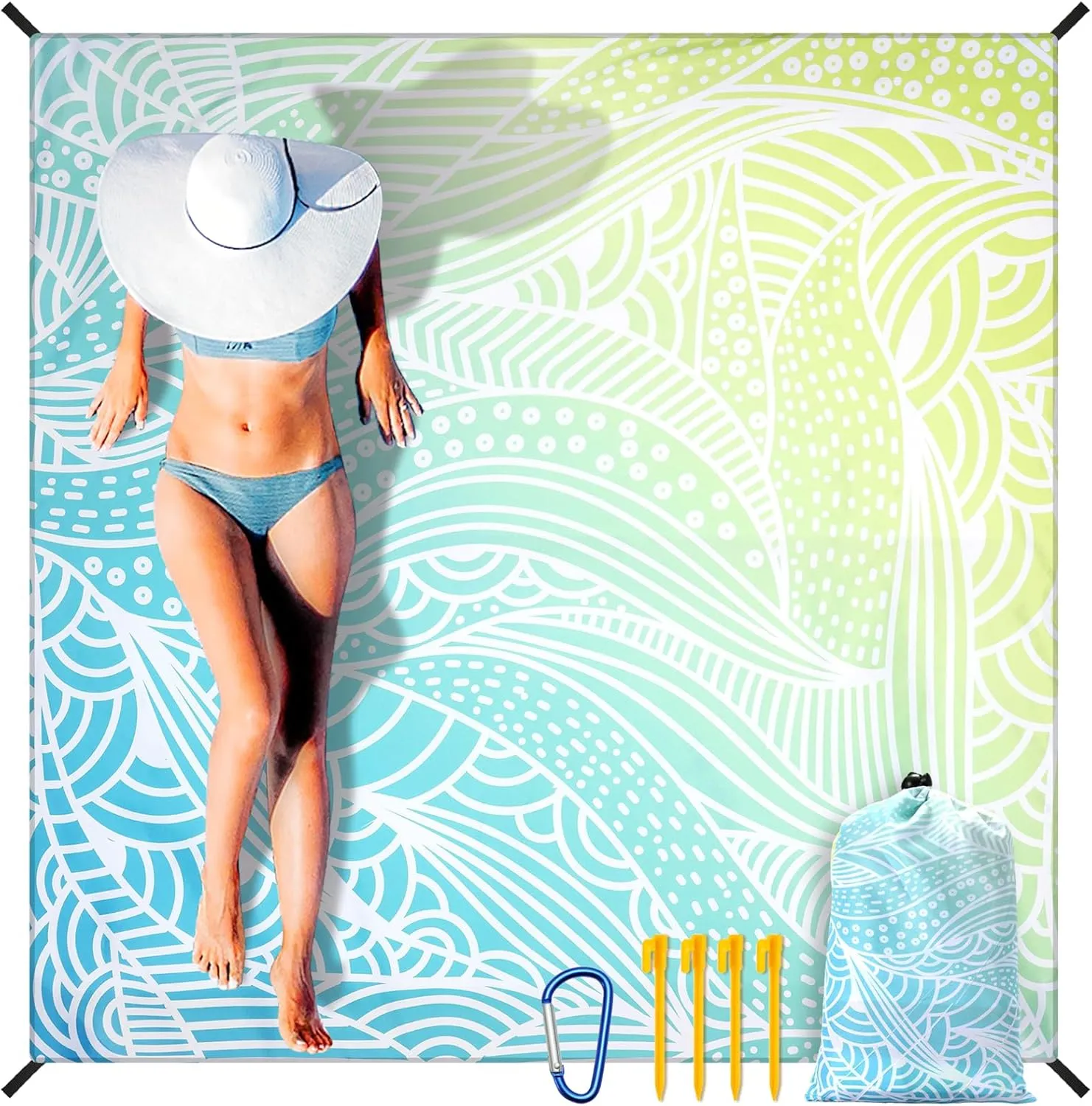 Beach Blanket Waterproof Sandproof Extra Large Oversize Beach Mat Quick Drying Comfort Lightweight Outdoor Picnic Mat for Travel, Hiking, Camping.