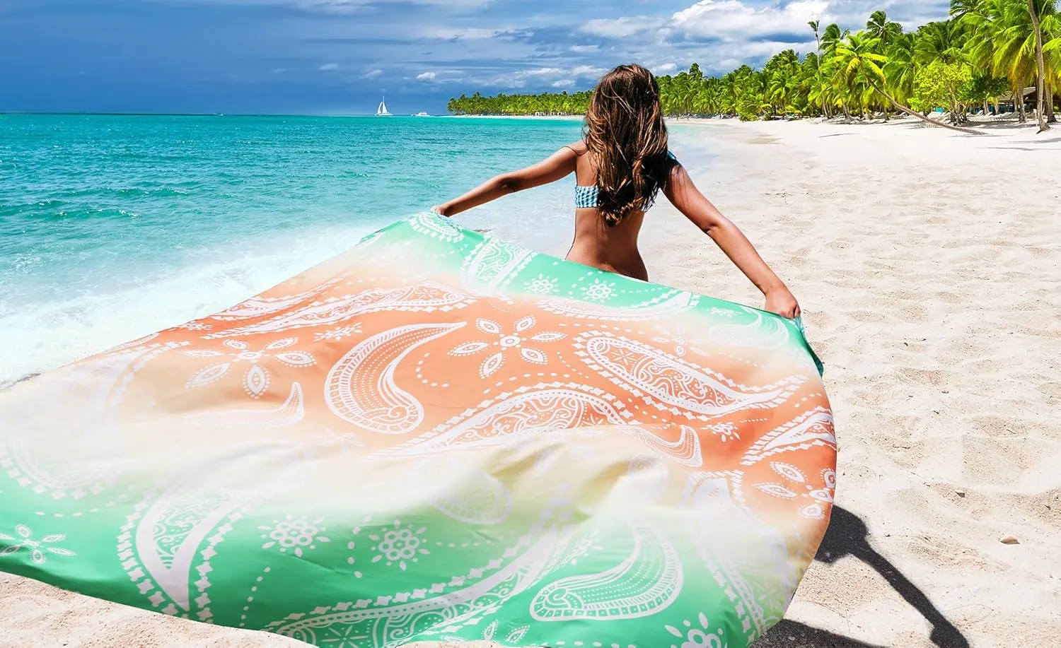 Beach Blanket Waterproof Sandproof Extra Large Oversize Beach Mat Quick Drying Comfort Lightweight Outdoor Picnic Mat for Travel, Hiking, Camping.