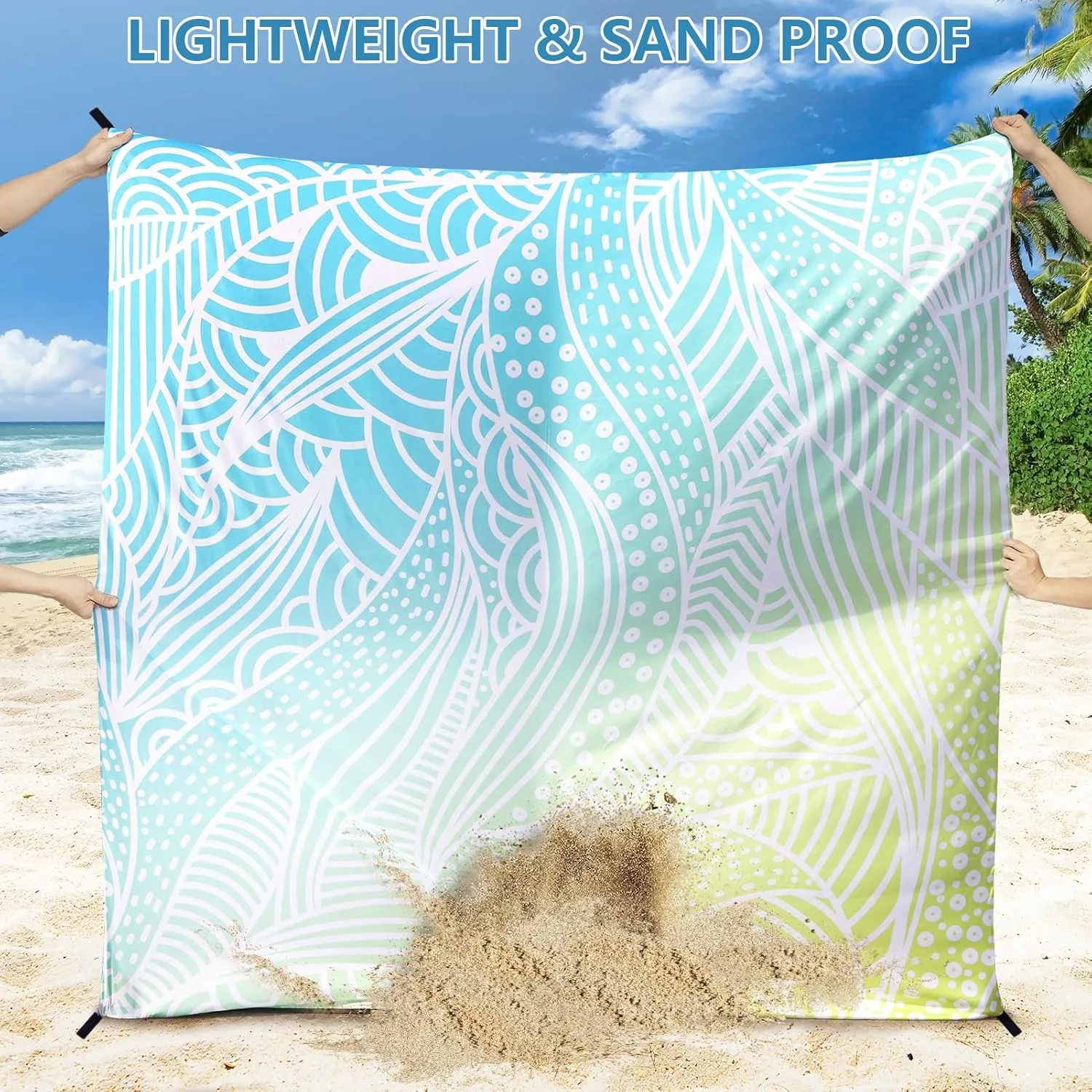 Beach Blanket Waterproof Sandproof Extra Large Oversize Beach Mat Quick Drying Comfort Lightweight Outdoor Picnic Mat for Travel, Hiking, Camping.