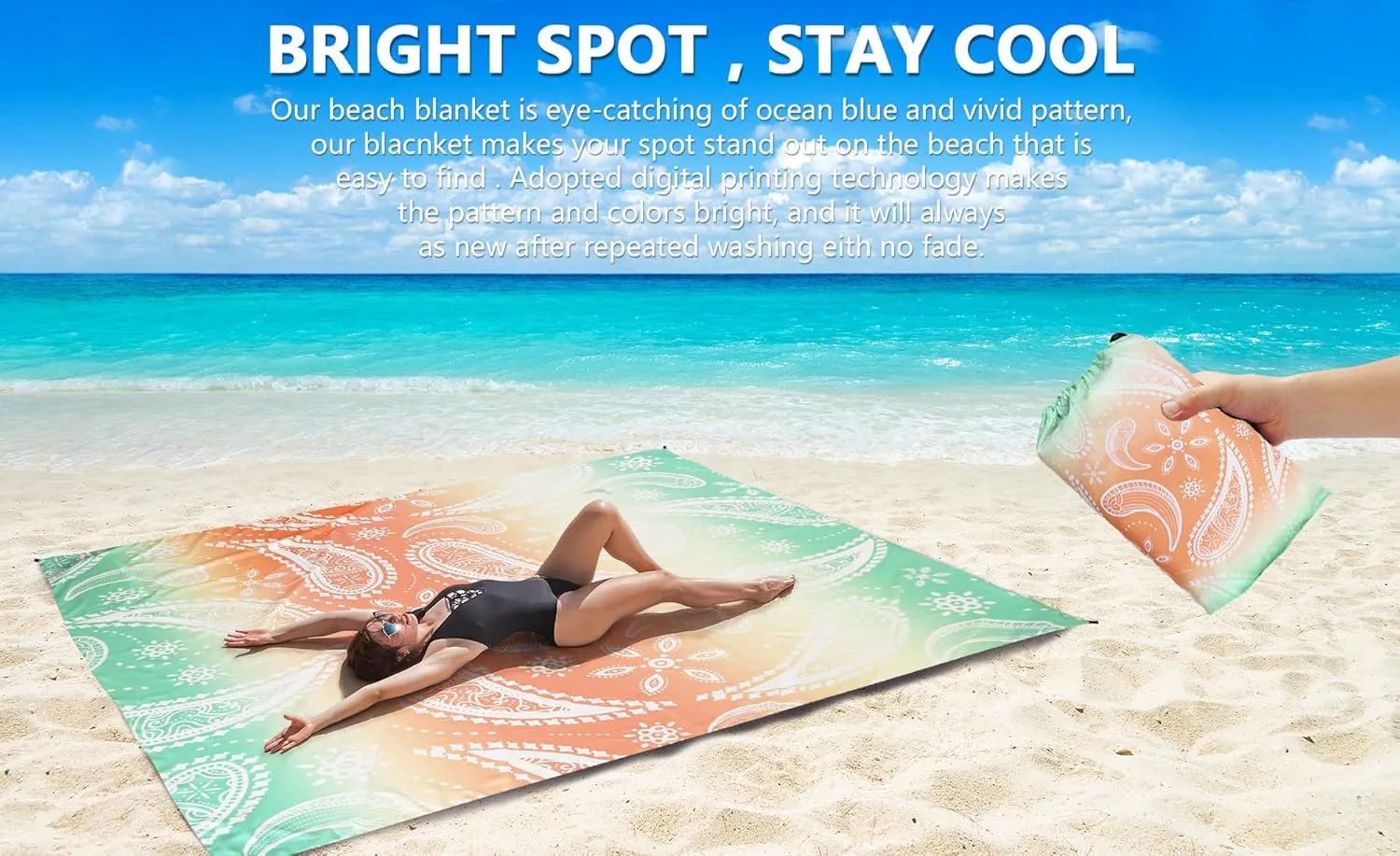 Beach Blanket Waterproof Sandproof Extra Large Oversize Beach Mat Quick Drying Comfort Lightweight Outdoor Picnic Mat for Travel, Hiking, Camping.
