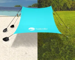 Beach Canopy Windproof Design, Sun Shelter UPF50  Portable Family Tent with 6 Sandbags Anchors 10x10 FT 2 Pole Pop Up Outdoor Shelter for Beach, Camping, Fishing, Backyard