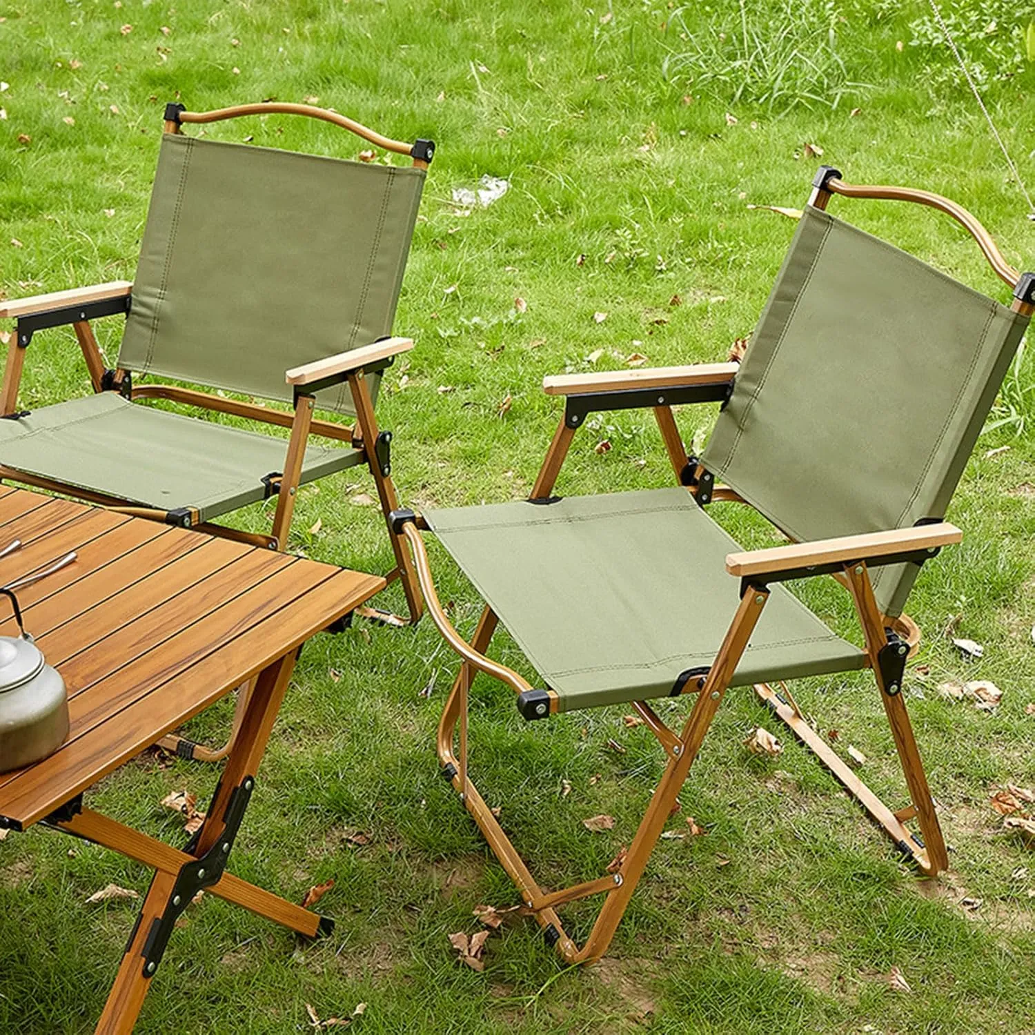 Beach Chair - Portable Reclining Lounger for Tanning - Camping Directors Chair - Heavy Duty Collapsible Chairs for Sports Garden Beach Fishing, 51x41x61cm, Green