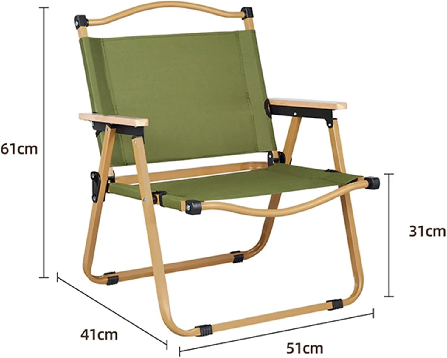 Beach Chair - Portable Reclining Lounger for Tanning - Camping Directors Chair - Heavy Duty Collapsible Chairs for Sports Garden Beach Fishing, 51x41x61cm, Green