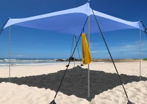 Beach Shade Windproof Design, Sun Shelter UPF50  Portable Family Canopy Tent with 8 Sandbag Anchors 10x10 FT 4 Poles Pop Up Outdoor Shelter for Beach, Camping, Fishing, Backyard and Picnics