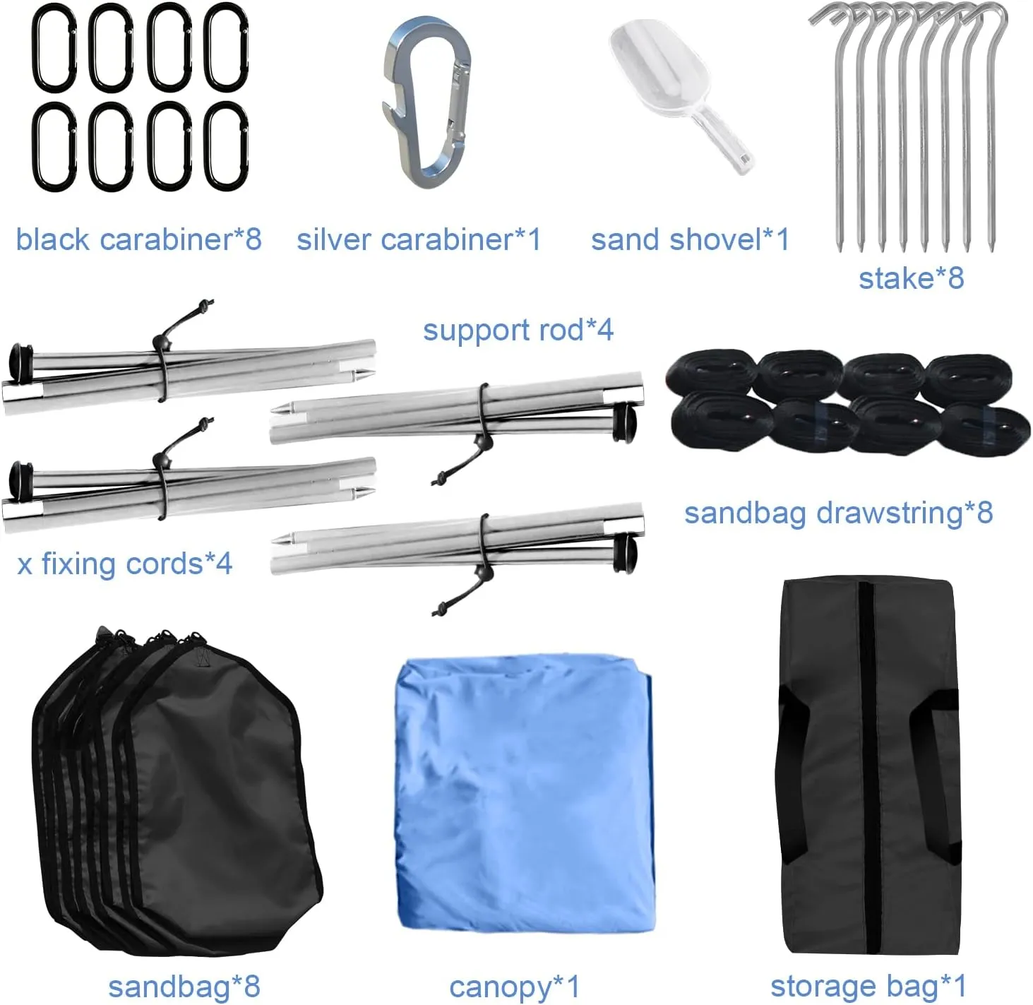 Beach Shade Windproof Design, Sun Shelter UPF50  Portable Family Canopy Tent with 8 Sandbag Anchors 10x10 FT 4 Poles Pop Up Outdoor Shelter for Beach, Camping, Fishing, Backyard and Picnics