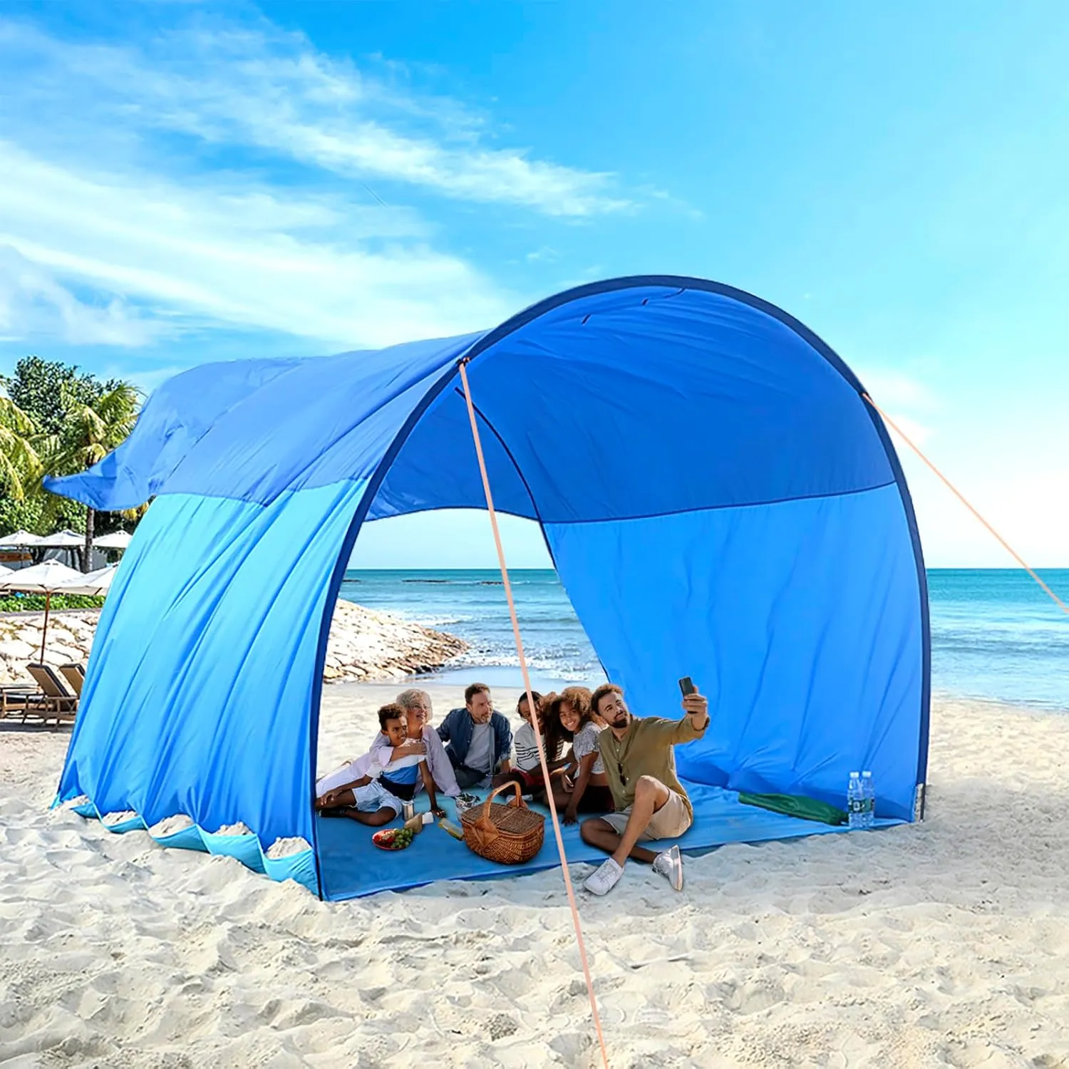 Beach Tent UV 50  Sun Shelter Lightweight Beach Sun Shade Canopy 360 Degree Shelter Tents Fit 5-6 Person