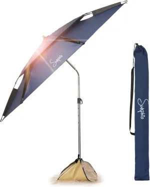 Beach Umbrella 7.2 ft with Sand Anchor, Heavy Duty, High Wind Resistant, Portable and Large Windproof Beach Umbrellas with Sand Bags for Travel, Best Sun Protection UV