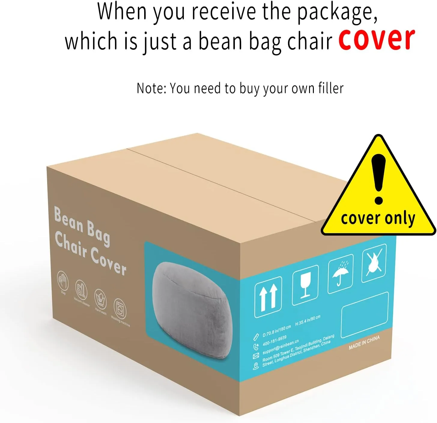 Bean Bag Chair Cover Without Filler,Big Round Soft Fluffy PV Velvet Washable Bean Bag Lazy Sofa Bed Cover for Adults,Living Room Bedroom Furniture Outside,5ft Dark Grey(No Filler)