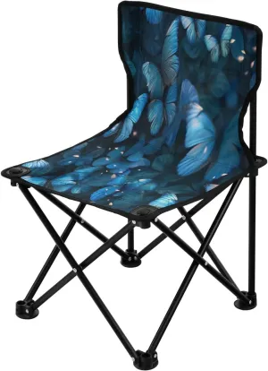 Beautiful Butterfly Portable Outdoor Folding Chair Anti-Slip Padded Oxford Cloth Stool Camping Chair Small for Beach Hiking Fishing Gardening Quad Camp Chair