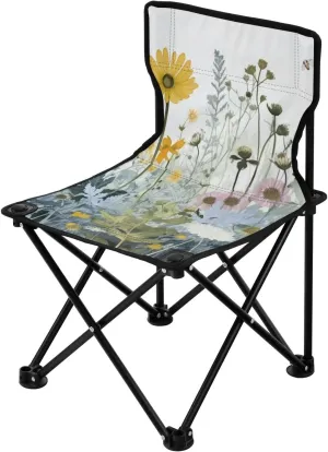 Beautiful Flowers Portable Outdoor Folding Chair Anti-Slip Padded Oxford Cloth Stool Camping Chair Small for Beach Hiking Fishing Gardening Quad Camp Chair