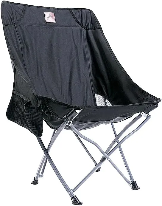 BENGOOD Outdoor Folding Recliner Camping Fishing Moon Chair Picnic Camping Road Trip Camping Chair (Black Low)