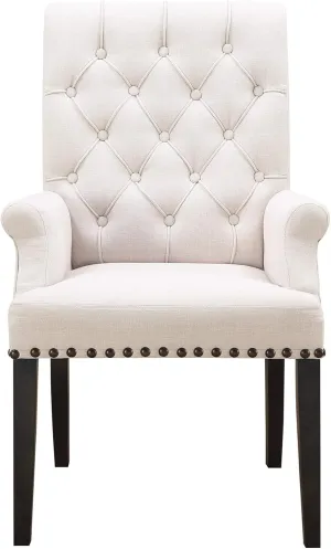 Benjara Benzara Side Dining Chair, Beige And Black, One,