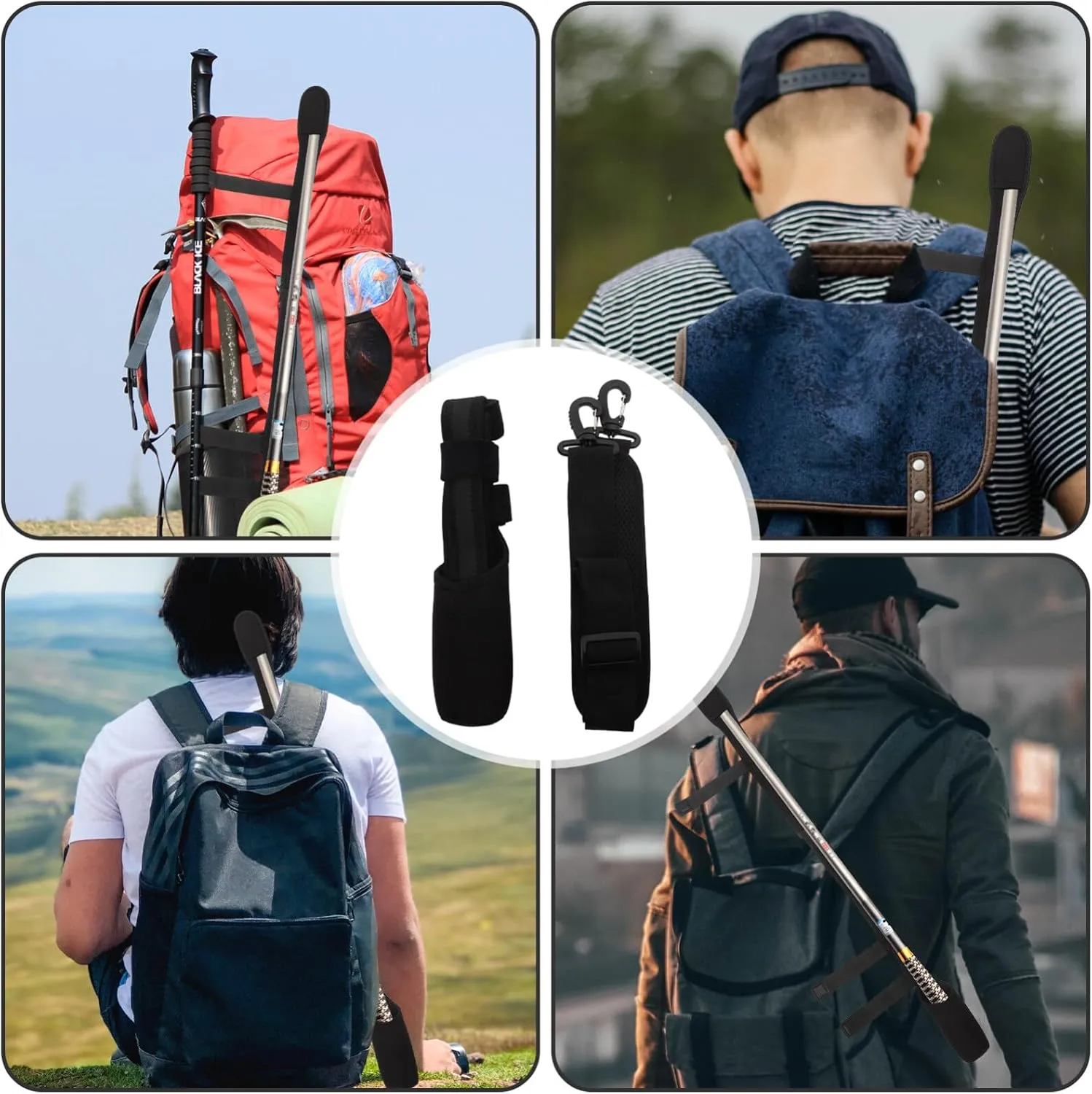 BESPORTBLE Fishing Rod Shoulder Strap Fishing Rod Carrier Fishing Pole Holder Belt Adjustable Length 90cm-120cm Fishing Rod