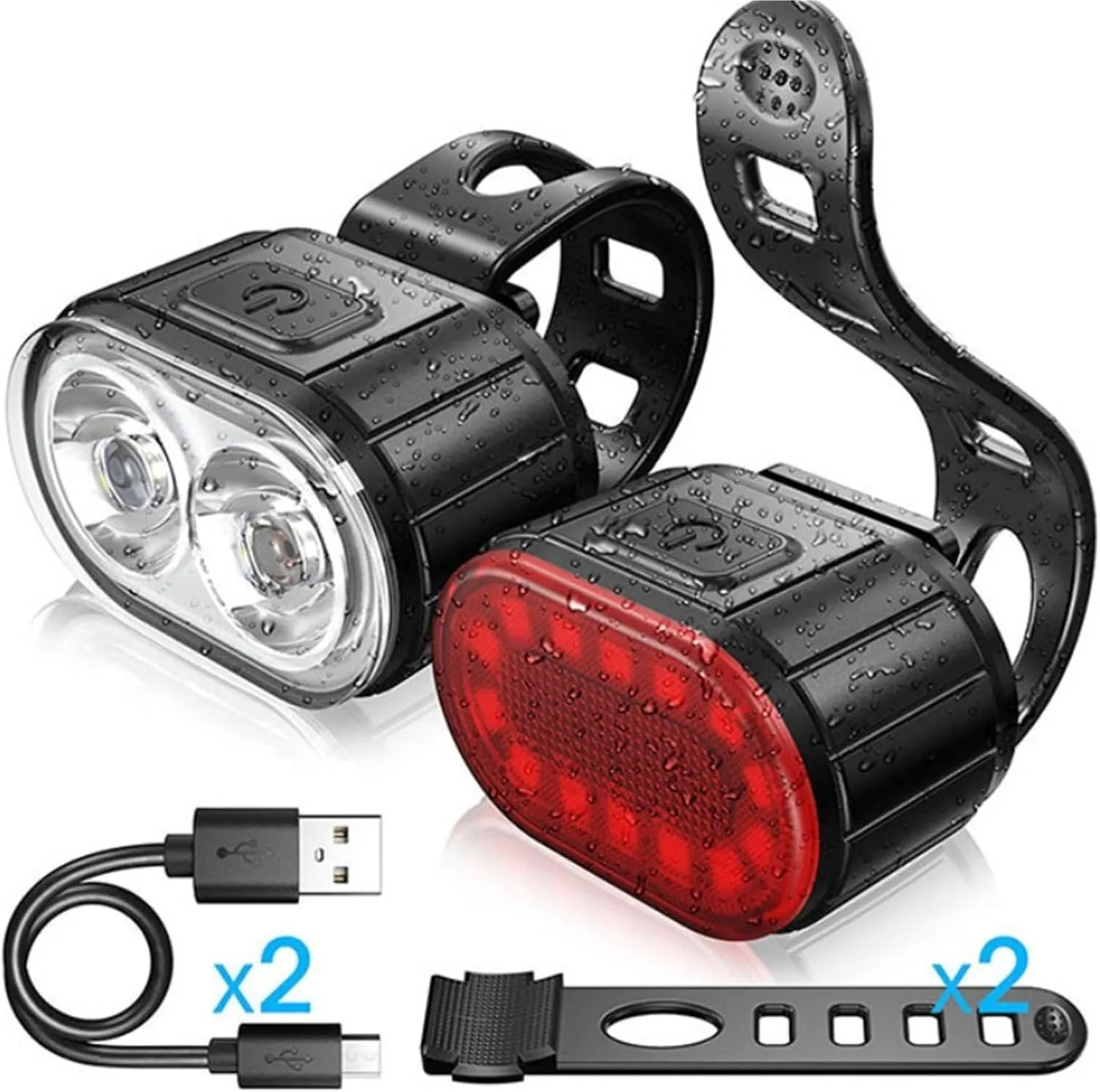 Bike Light Set Cycling Bicycle Front Rear Light Set Bike USB Charge Headlight Light Waterproof Taillight Lantern Bicycle Accessories Bicycle Light(Set)