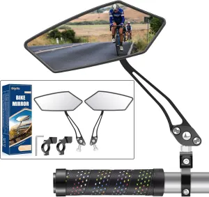Bike Mirror 1 Pair, [New Version] HD Wide Angle Large Handlebar Rearview Mirror, Blast-Resistant 360°Adjustable Bicycle Rear View Mirror Accessories for Ebike Mountain Road Bike