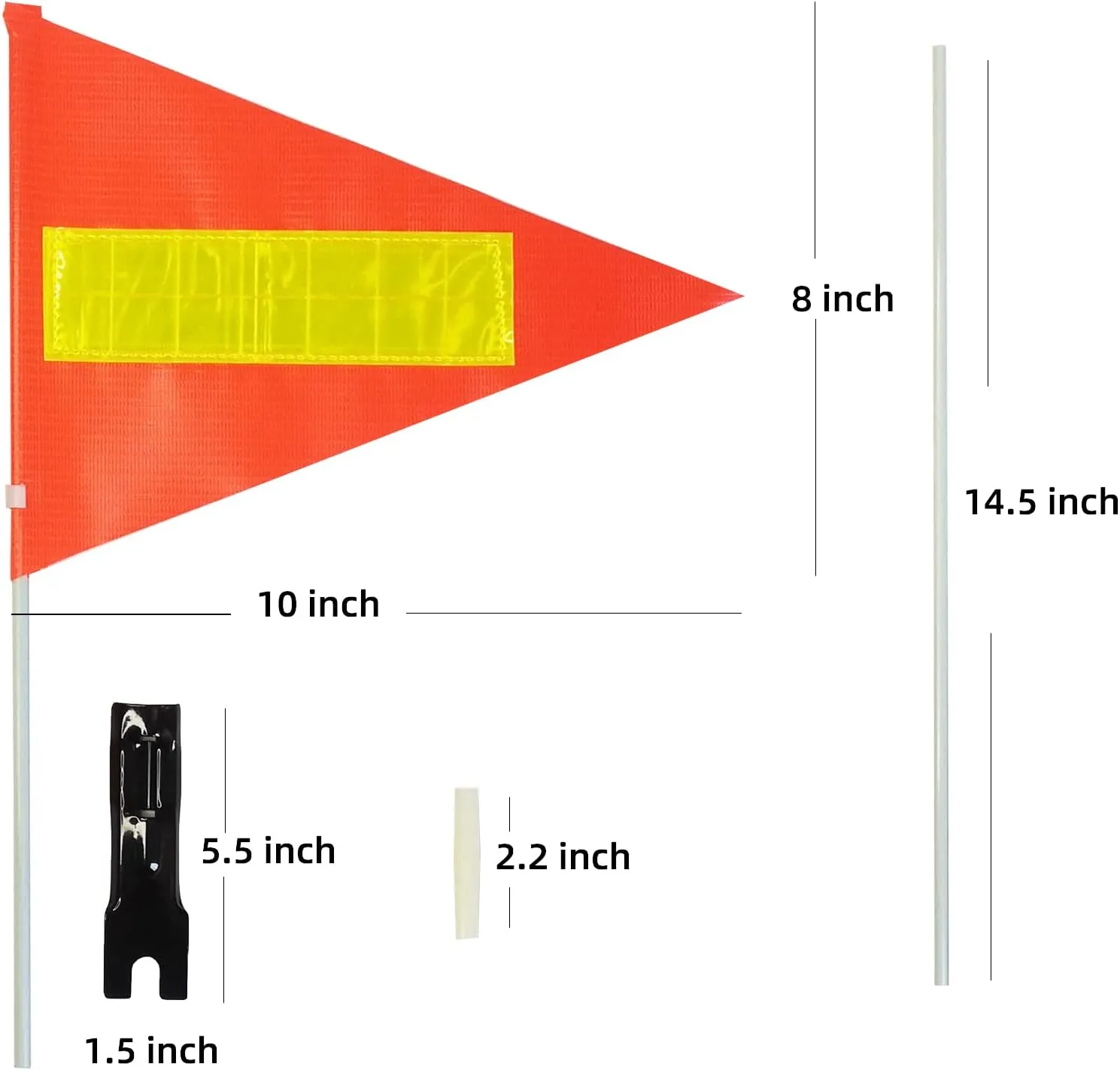 Bike Safety Flag with Pole 2 Sets, 6-Foot Adjustable Height Sturdy Fiberglass Tear-Resistant Waterproof Orange Safety Flag (Red Yellow and White)